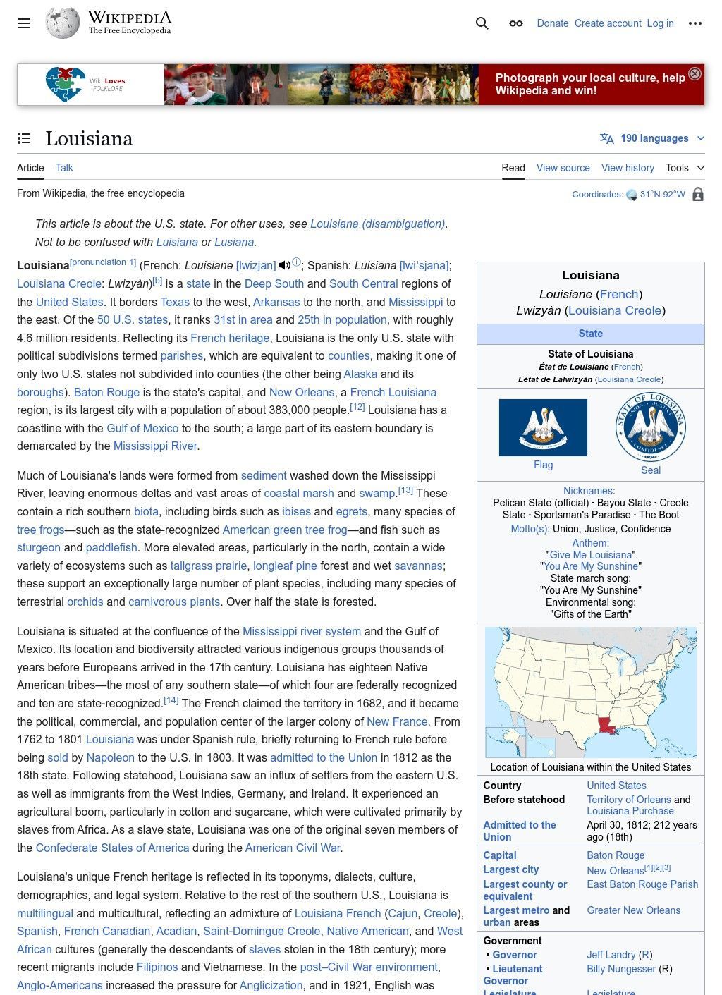 Wikipedia – Louisiana